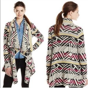 Lucky Brand Intarsia Cardigan Open Sweater Drape Jacket‎ Coat